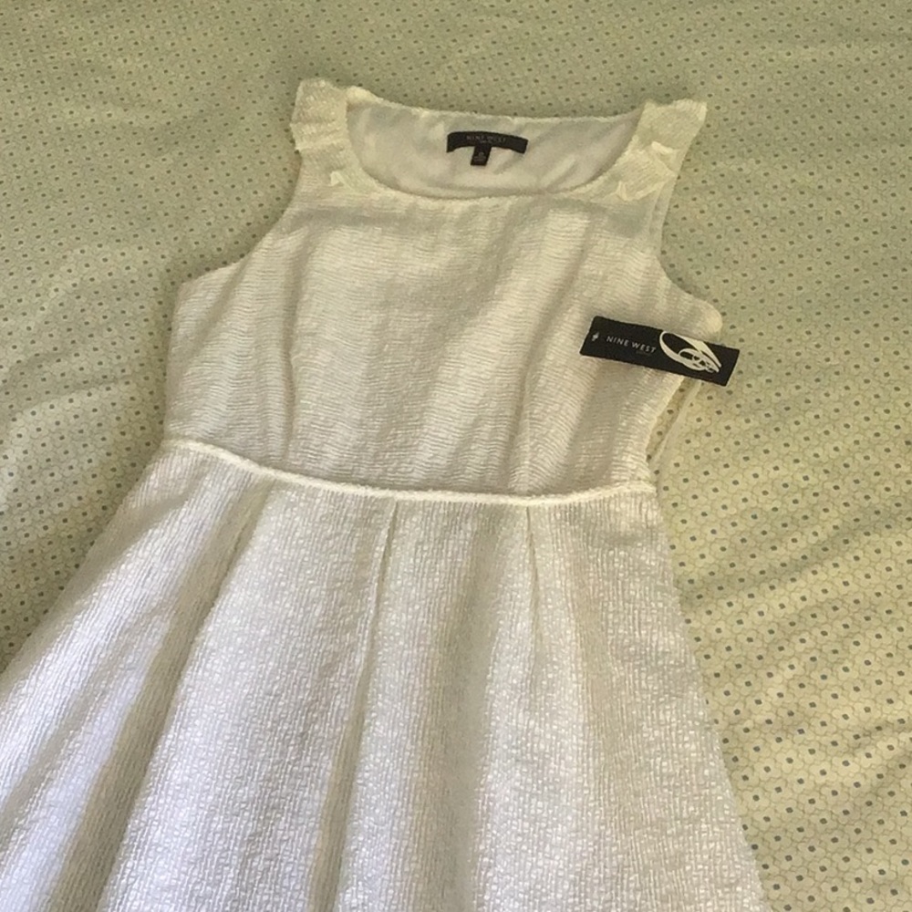 Nine West fit and flare white dress. Size 12. NWT.